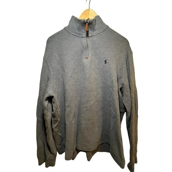 Polo Ralph Lauren Sweater Mens XL Blue Quarter Zip Pullover Knit Pony Logo RL‎ - Picture 1 of 4